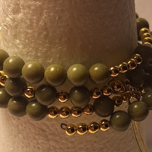 Ireland Made Genuine Connemara Marble Coil Bracelet Green Gold Beads 🇮🇪 NWT - Picture 3 of 8